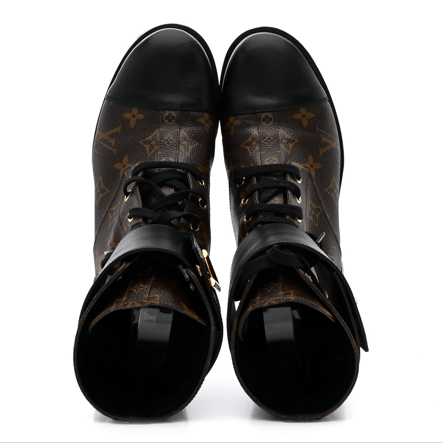 Louis Vuitton Calfskin Monogram Wonderland Flat Ranger Boots 41 Black 2 of 10