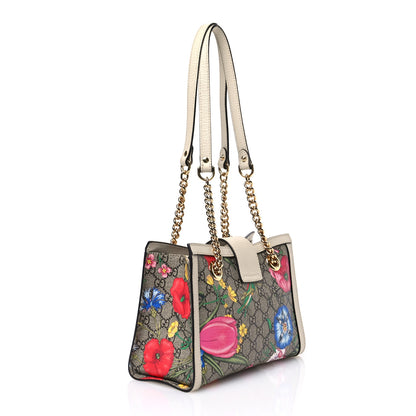 Gucci GG Supreme Monogram Flora Textured Calfskin Small Padlock Tote Beige Ebony Multicolor Mystic White 3 of 11