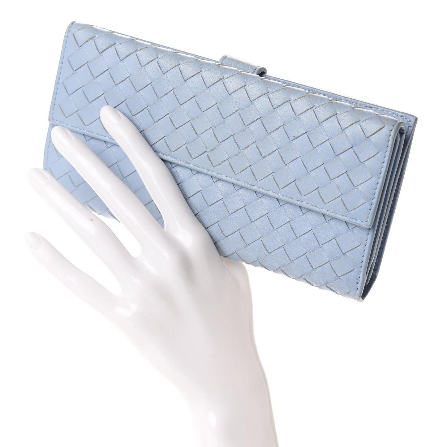 Nappa Intrecciato Continental Wallet Light Blue