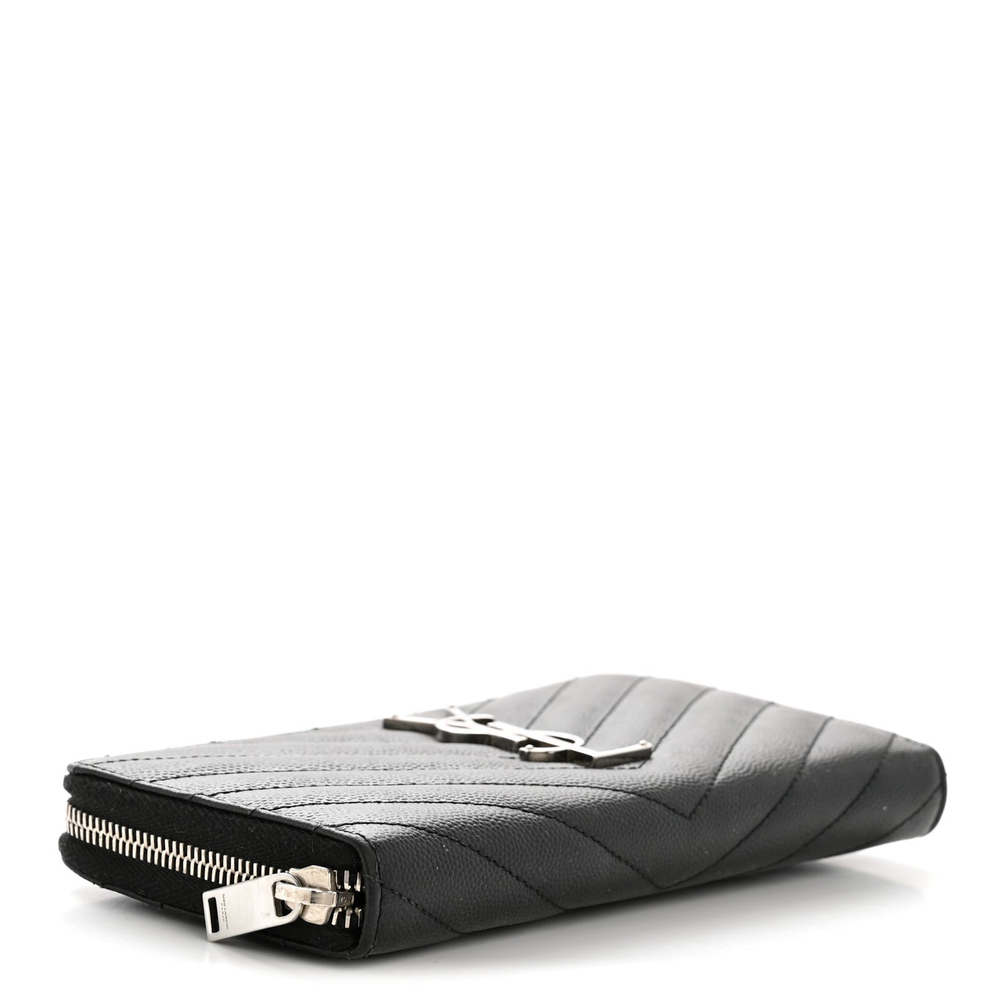 Grain De Poudre Matelasse Chevron Monogram Zip Around Wallet Black
