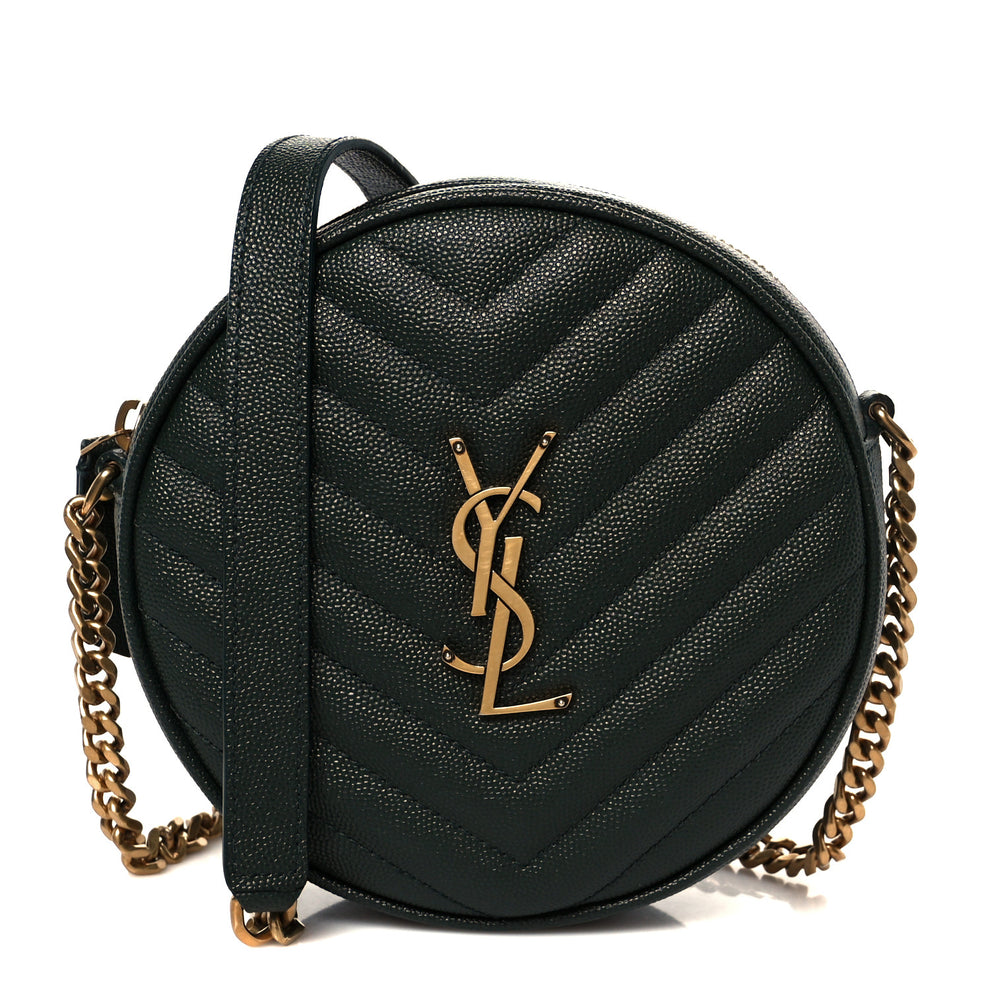 Saint Laurent Grain De Poudre Matelasse Chevron Quilted Round Vinyle ...