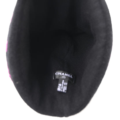 Chanel Cashmere Logo Beanie Hat Black Fuchsia 7 of 8