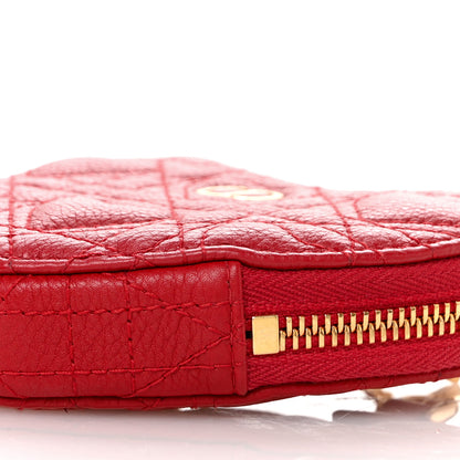 Christian Dior Calfskin Cannage Dioramour Caro Heart Pouch With Chain Bright Red 10 of 11