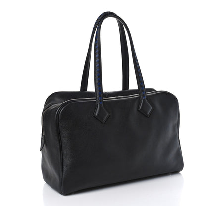 Hermes Taurillon Novillo Tressage Victoria II 35 Black Bleu Encre 3 of 8
