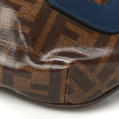 Fendi X FILA Glazed Fabric Vitello Century FF 1974 Mania Belt Bag Mogano Panna Blueberry 9 of 9