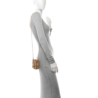 Prada Satin Crystal Metal Triangle Logo Mini Drawcord Pouch Shoulder Bag Platino 2 of 11