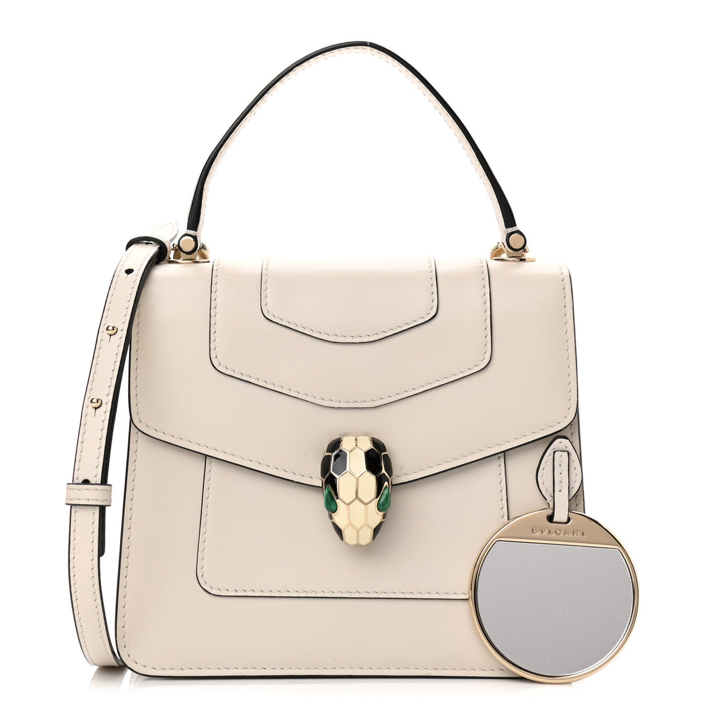 Calfskin Serpenti Forever Top Handle White