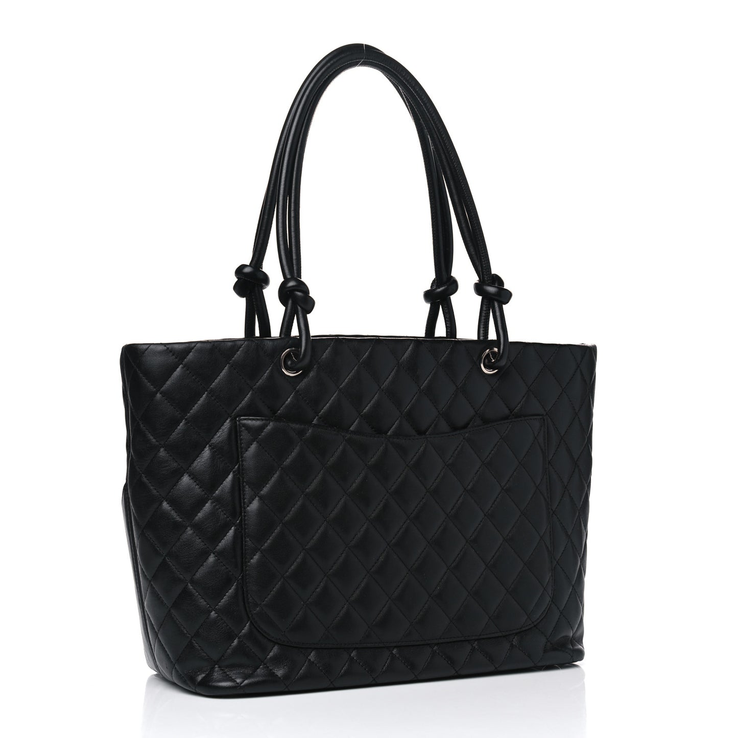 Calfskin Quilted Large Cambon Tote Black White