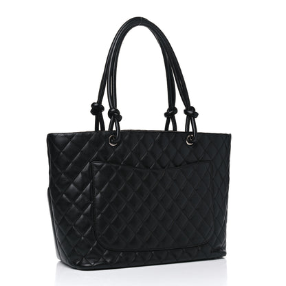 Chanel Calfskin Quilted Large Cambon Tote Black White 2 of 11