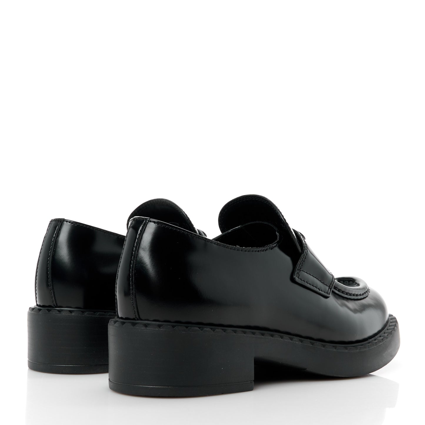 Spazzolato Metal Triangle Logo 50mm Lug Sole Loafers 39 Black