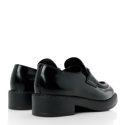 Prada Spazzolato Metal Triangle Logo 50mm Lug Sole Loafers 39 Black 4 of 11