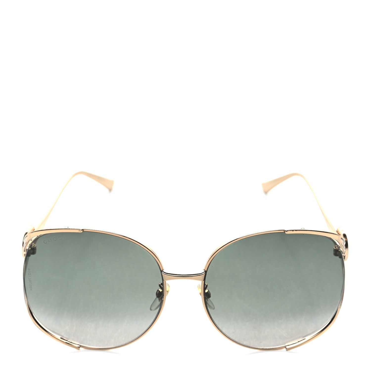 Gucci Metal Oversized Round Frame GG0225S Sunglasses Gold 2 of 9