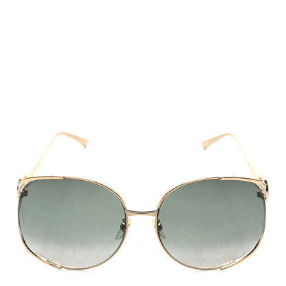 Gucci Metal Oversized Round Frame GG0225S Sunglasses Gold 2 of 9