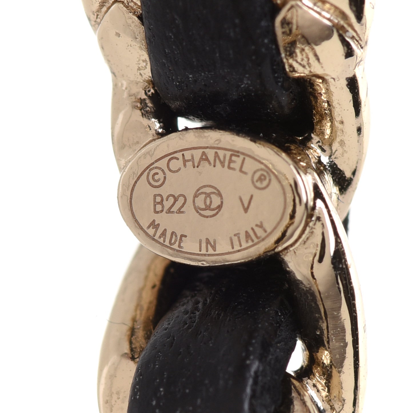 Lambskin CC Turnlock Chain Hoop Earrings Gold Black