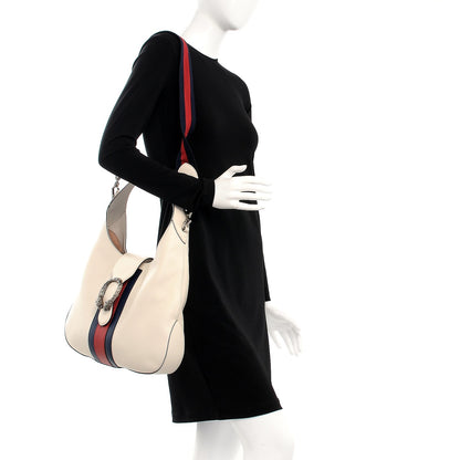 Gucci Calfskin Web Stripe Medium Dionysus Hobo White 3 of 14