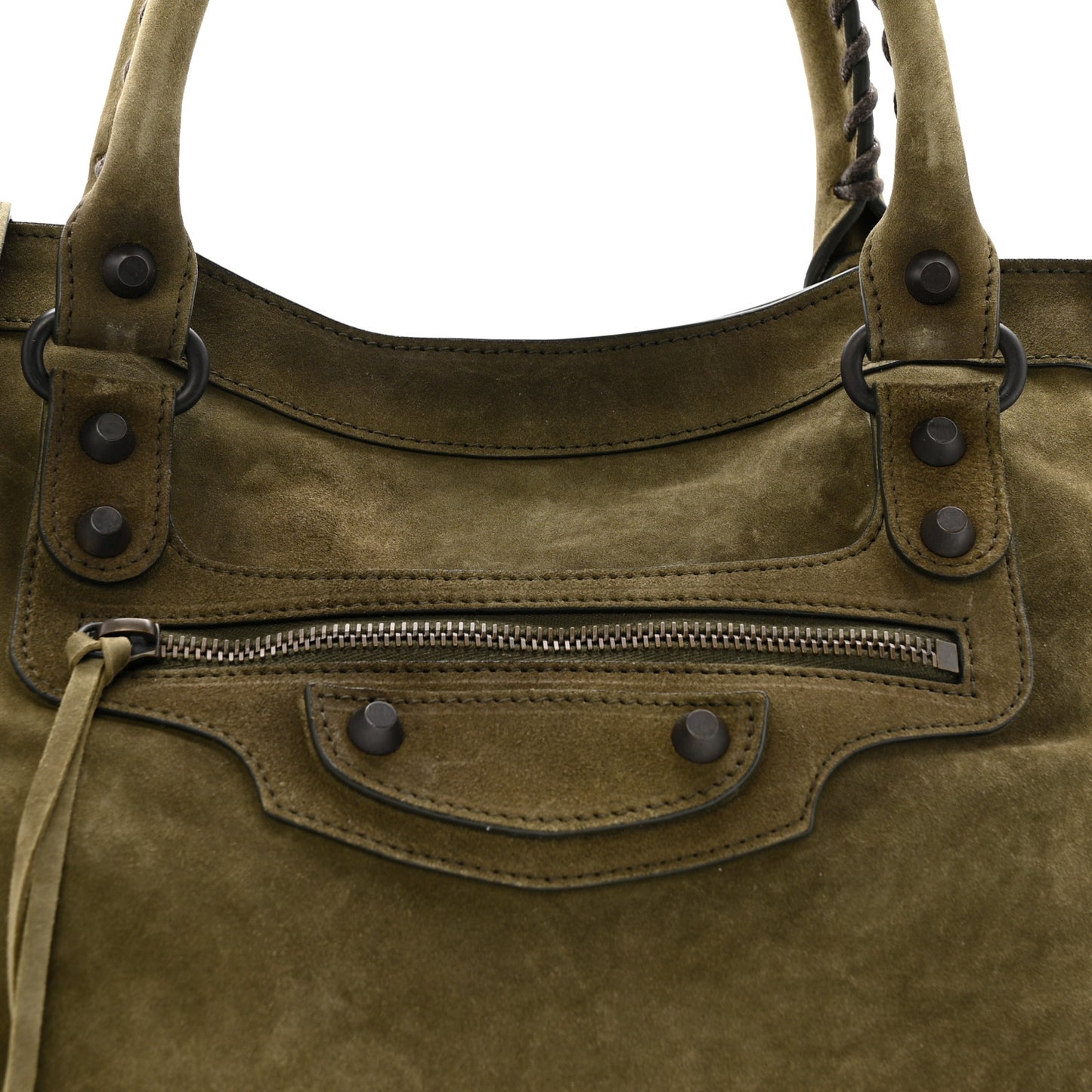 Waxed Suede Calfskin Classic Hardware Medium Le City Khaki