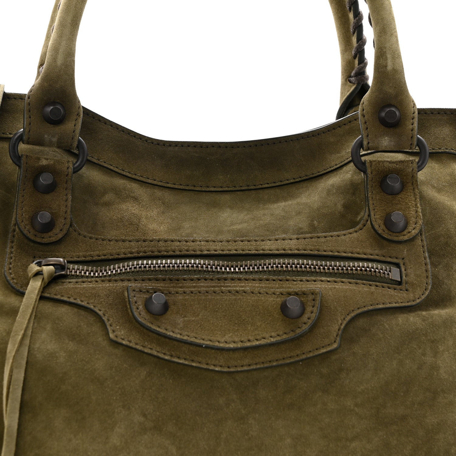 Balenciaga Waxed Suede Calfskin Classic Hardware Medium Le City Khaki 8 of 13