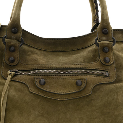 Balenciaga Waxed Suede Calfskin Classic Hardware Medium Le City Khaki 8 of 13