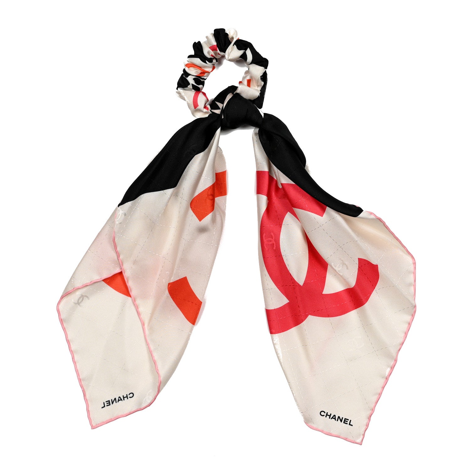 Chanel Silk CC Scrunchie and Scarf Hair Tie Set White Multicolor 1 of 6