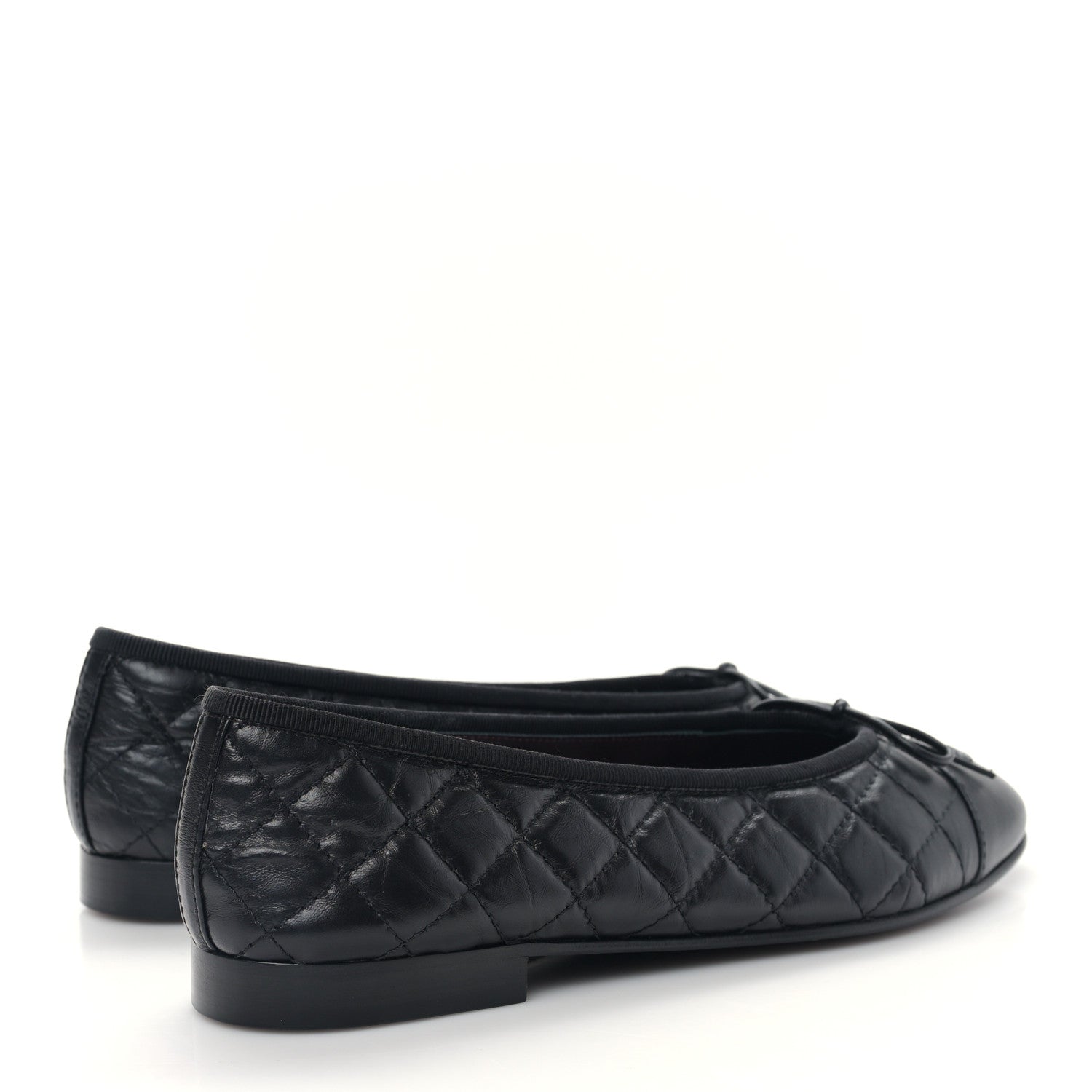 Chanel Aged Calfskin Quilted CC Cap Toe Ballerina Flats 38.5 Black 4 of 9