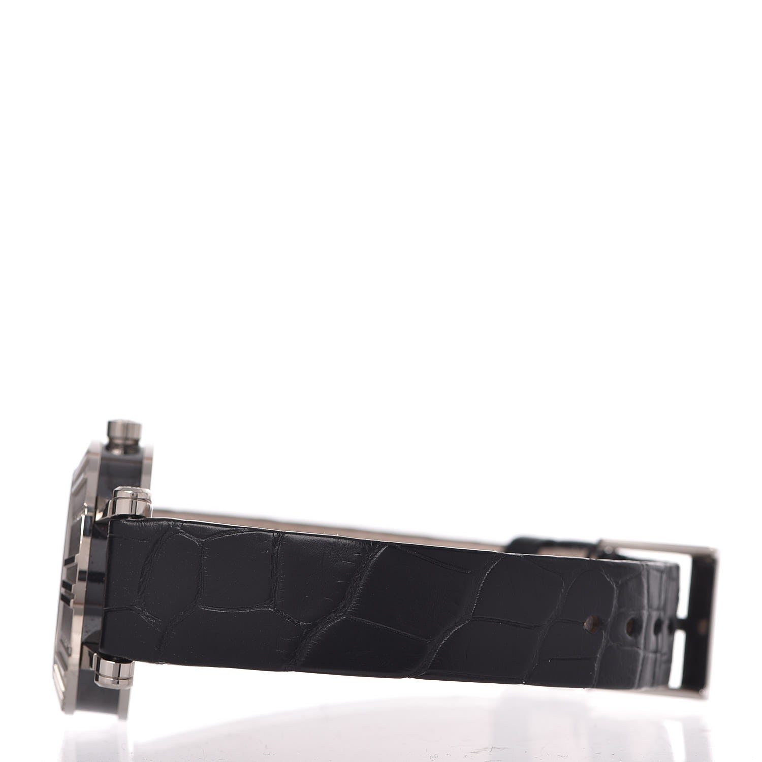 Tiffany 18K White Gold Alligator Diamond 30mm Atlas Quartz Watch Black 4 of 8