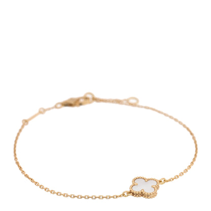 Van Cleef & Arpels 18K Yellow Gold Mother of Pearl Sweet Alhambra Bracelet 1 of 4