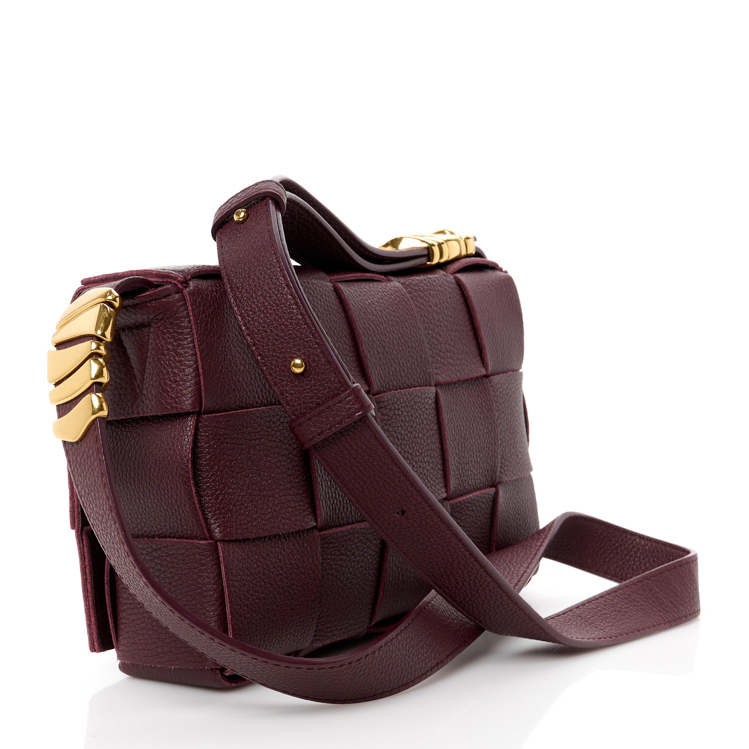 Bottega Veneta Grained Calfskin Maxi Intrecciato Cassette Crossbody Bag Bordeaux 3 of 13