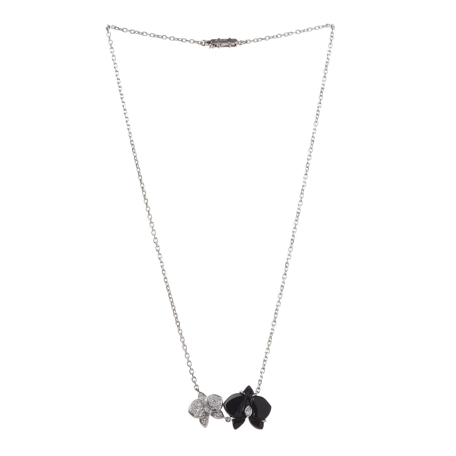 Cartier 18K White Gold Diamond Black Onyx Caresse D'Orchidees Par Pendant Necklace 3 of 6