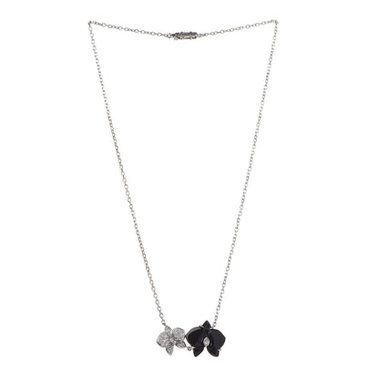 Cartier 18K White Gold Diamond Black Onyx Caresse D'Orchidees Par Pendant Necklace 3 of 6