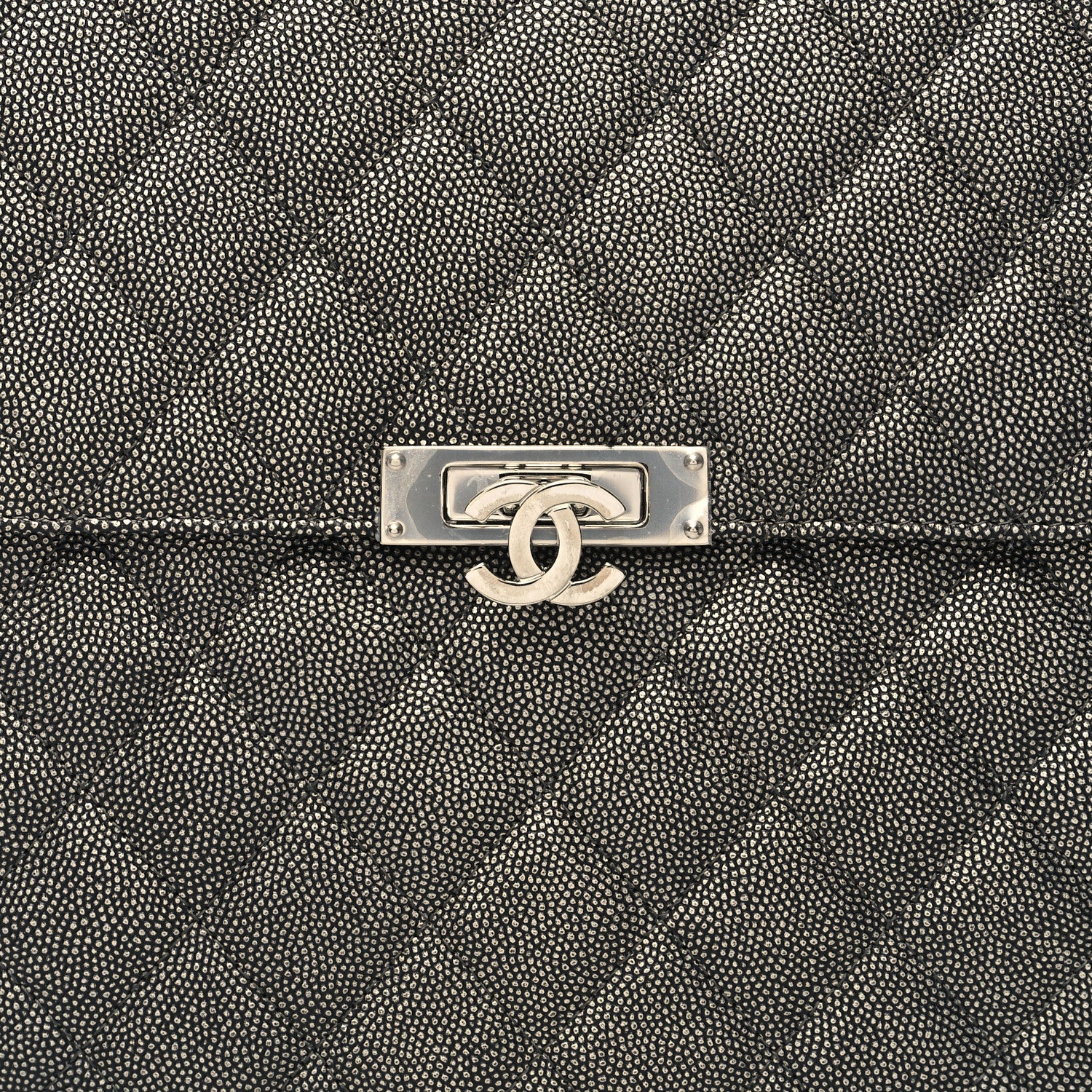 Chanel Metallic Caviar Quilted Medium Golden Class Pouch Dark Grey 9 of 12