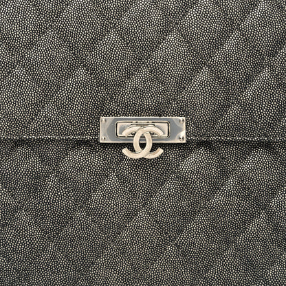 Chanel Metallic Caviar Quilted Medium Golden Class Pouch Dark Grey 9 of 12