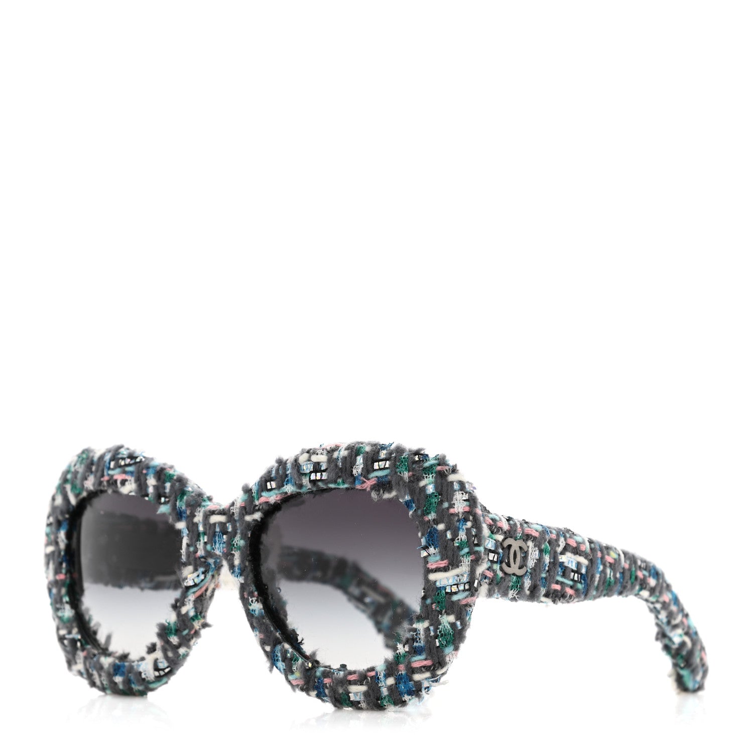 Chanel Tweed Sunglasses 71085 Blue Multicolor 2 of 14