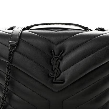 Saint Laurent SAINT LAURENT Calfskin Y Quilted Monogram Monochrome Small Loulou Chain Satchel Black 8 of 11