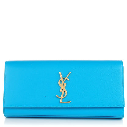Saint Laurent Grain De Poudre Classic Monogram Clutch Turquoise 2 of 9