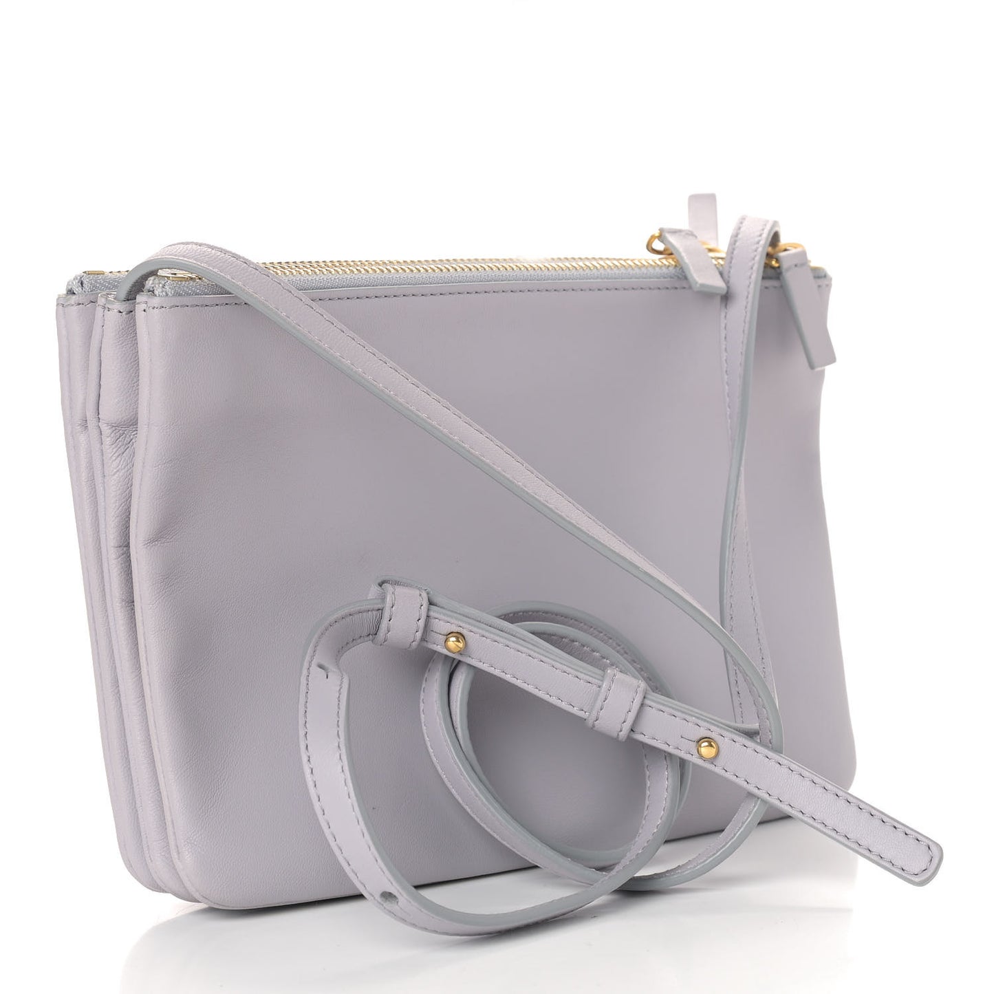 Lambskin Small Trio Crossbody Bag Light Grey