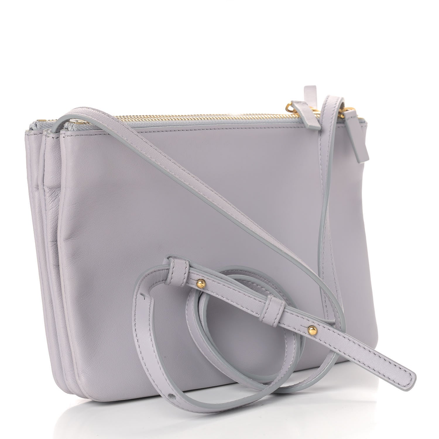 Celine Lambskin Small Trio Crossbody Bag Light Grey 3 of 12