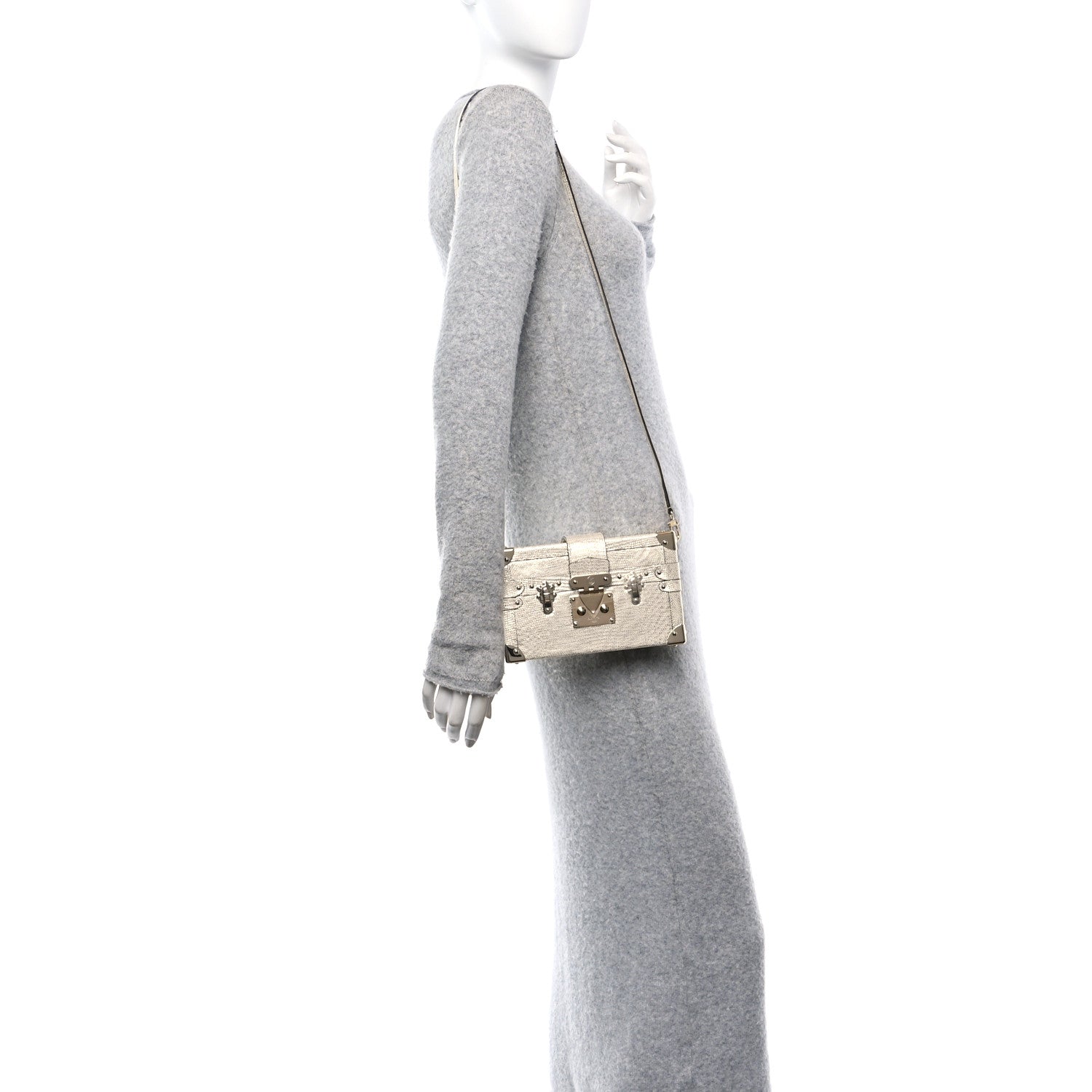 Louis Vuitton Metallic Lizard Petite Malle Silver 2 of 9