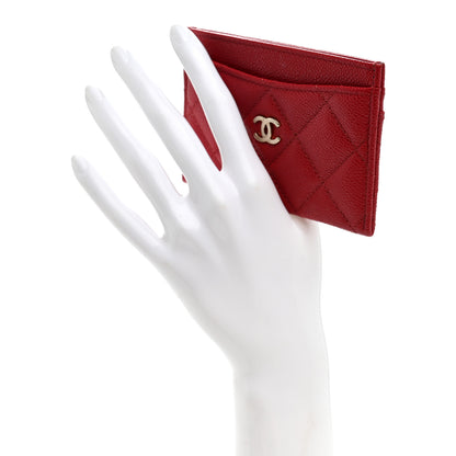 Chanel Caviar Quilted Card Holder Red 2 of 8