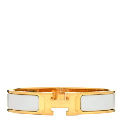 Hermes Enamel Narrow Clic Clac H Bracelet PM White 1 of 4
