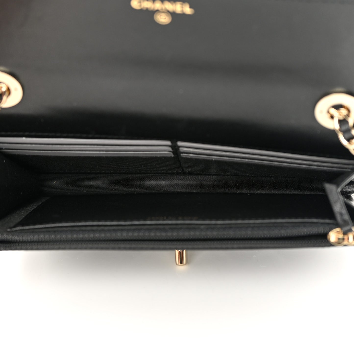 Lambskin Quilted Trendy CC Wallet On Chain WOC Black