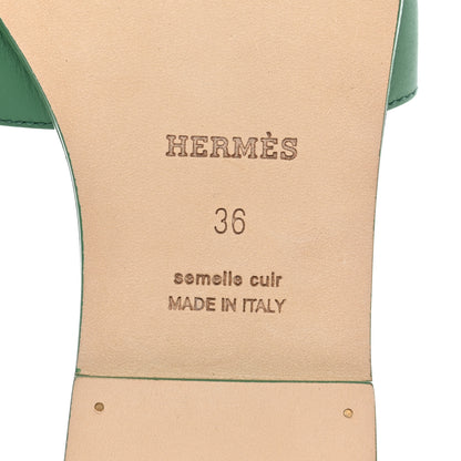 Hermes Calfskin Oran Sandals 36 Vert Electrique 7 of 10