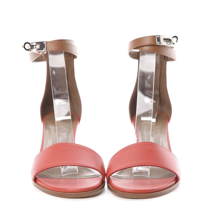 Hermes Calfskin Manege Sandals 37 Pavot Palissandre 2 of 10