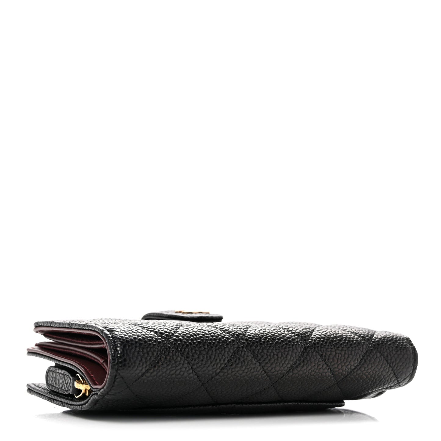 Caviar Quilted Zipped Pocket Wallet Black