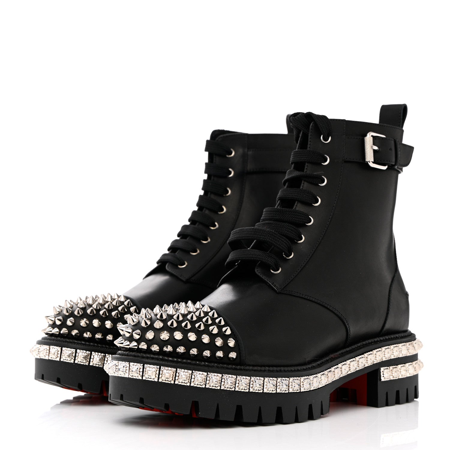 Christian Louboutin Spikes Combat Boots 38.5 Black 3 of 15