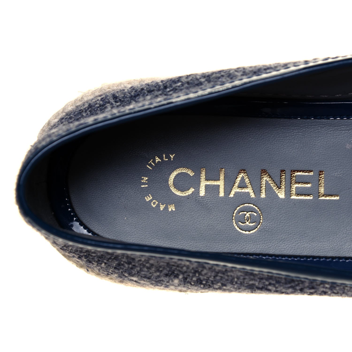 Chanel Fabric Patent Calfskin CC Espadrilles 38 Blue 8 of 9