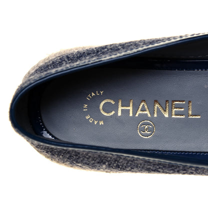 Chanel Fabric Patent Calfskin CC Espadrilles 38 Blue 8 of 9