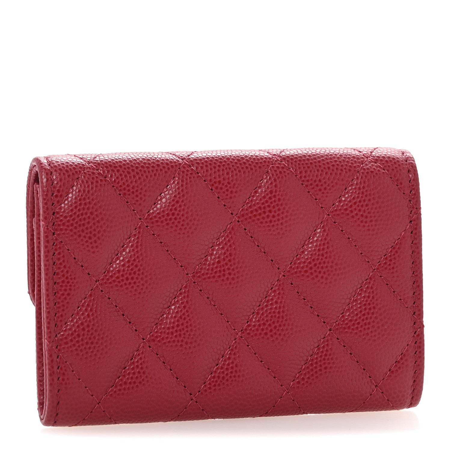 Chanel Caviar Quilted Flap Card Holder Wallet Dark Pink 3 of 10