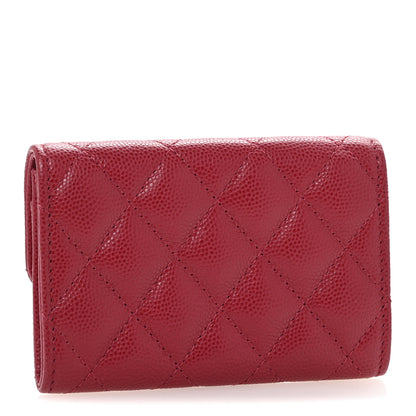 Chanel Caviar Quilted Flap Card Holder Wallet Dark Pink 3 of 10