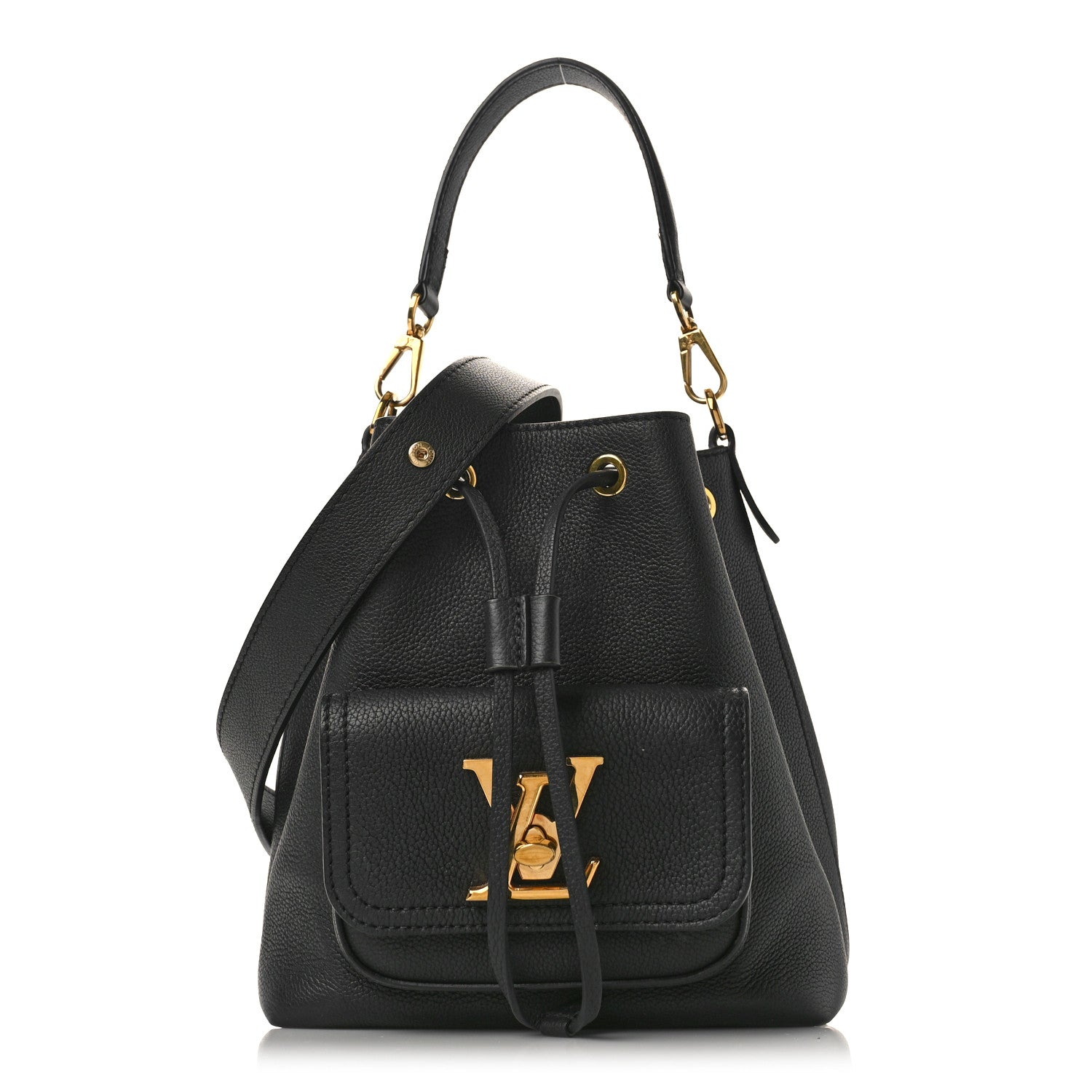Louis Vuitton Calfskin Lockme Bucket MM Black 1 of 9