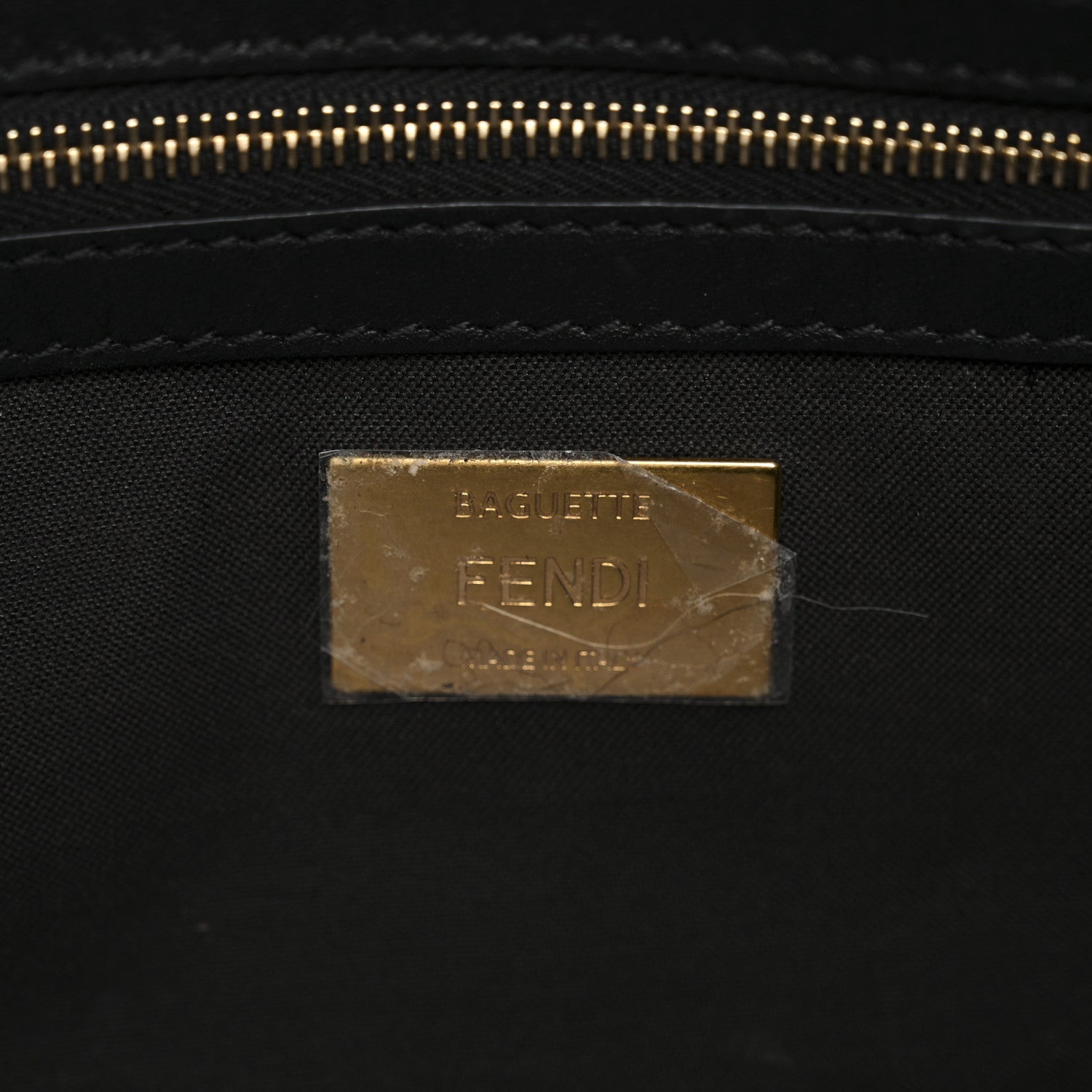 Fendi Shearling Vitello Dolce Macro FF 1974 Baguette Tobacco Black 6 of 10